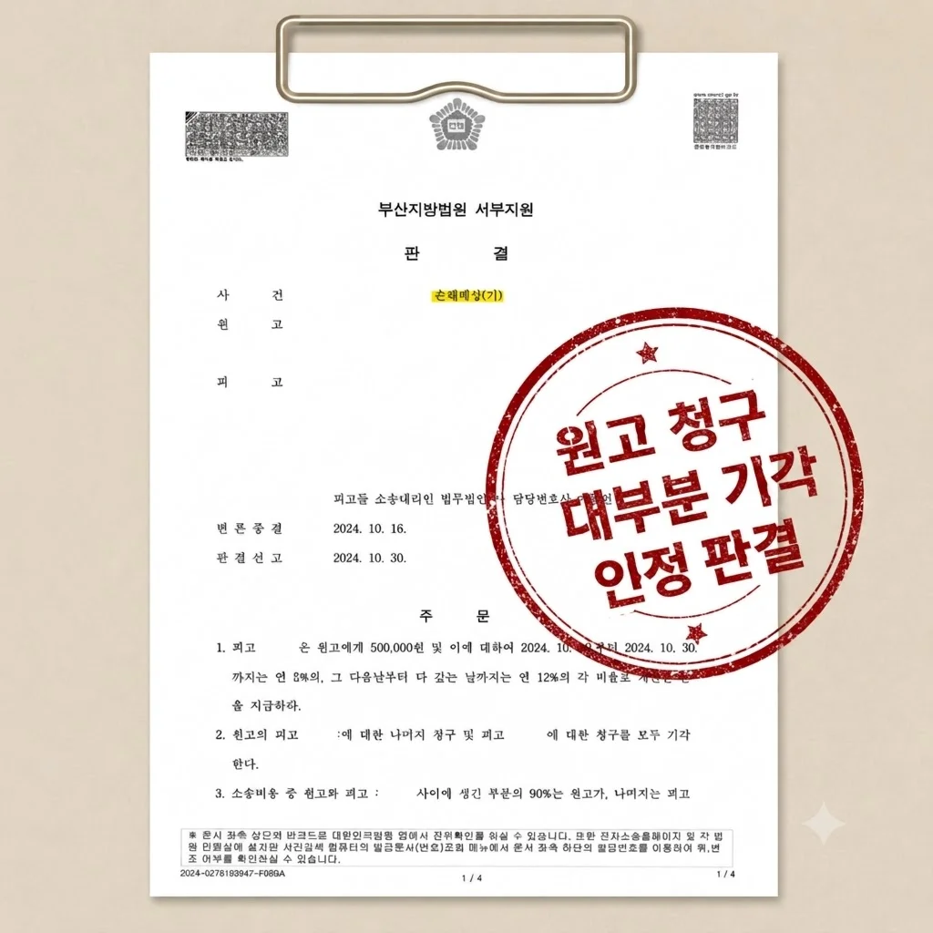 과도한 손해배상 청구 90% 감액 성공 - 판결문/결정문
