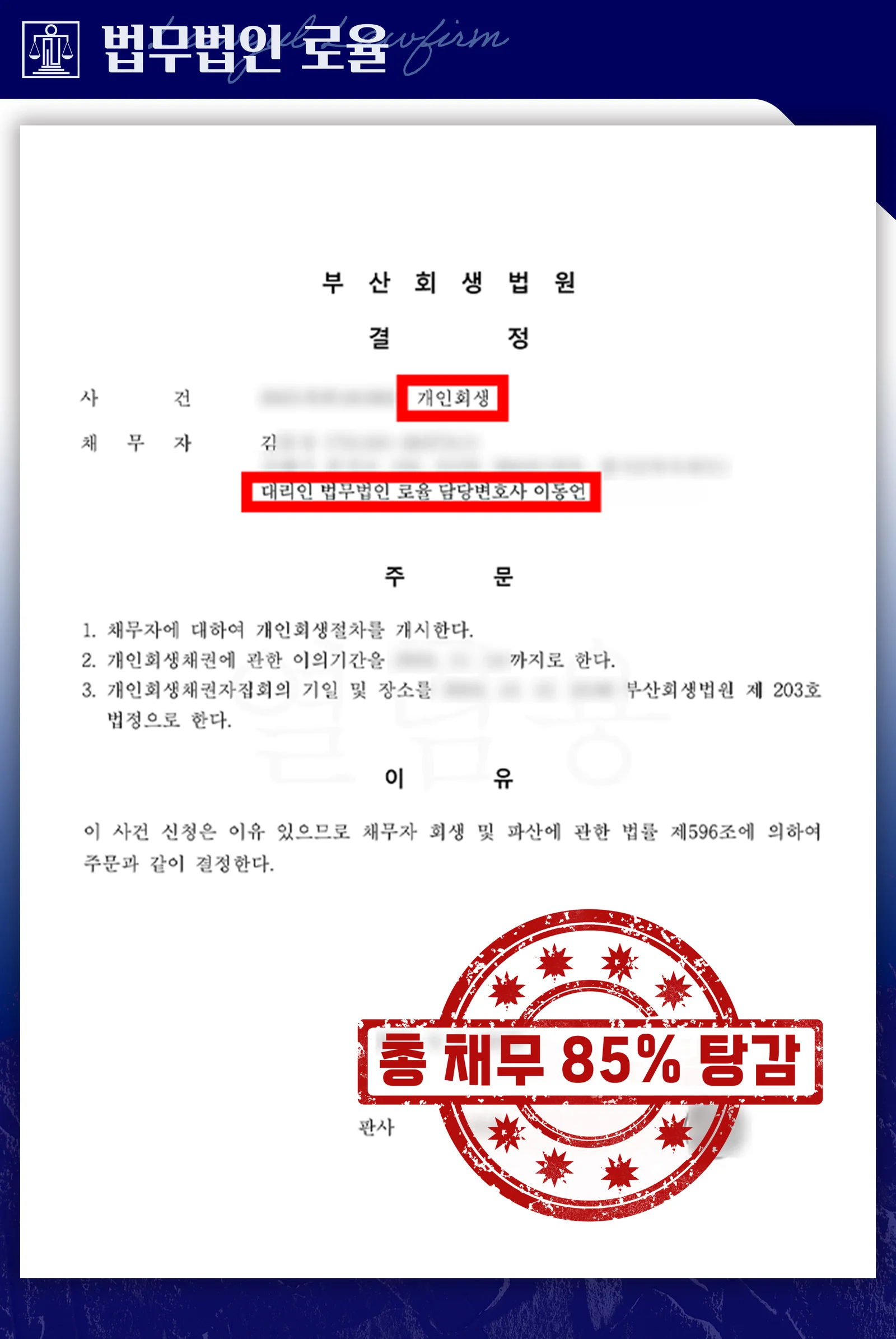 카페 운영 자영업자, 1억 원 중 85% 탕감 성공 - 판결문/결정문